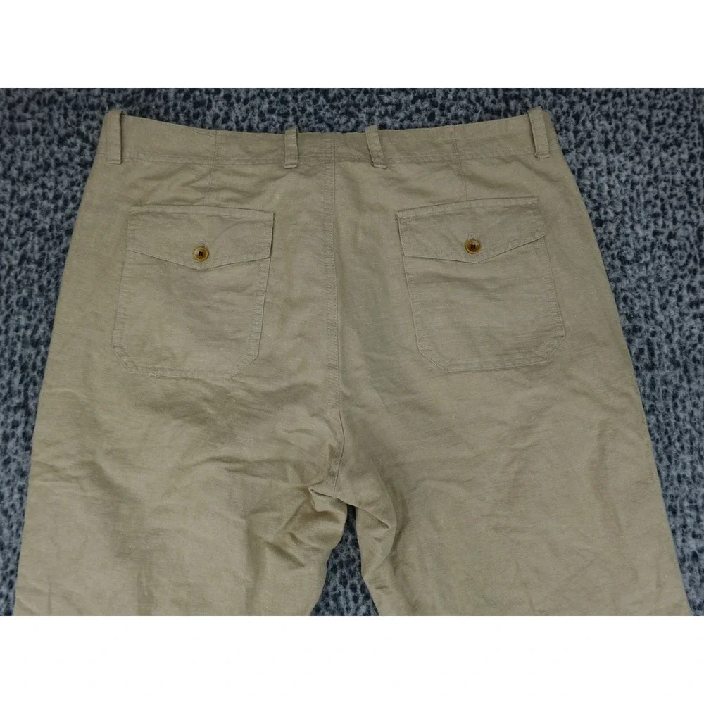 Banana Republic Pants Mens 36x32 Tan Relaxed Fit Linen Cotton Chino